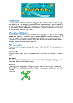 Introduction What is Read Write Inc? RWI