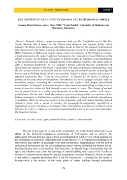 THE CONTEXT OF V.S.NAIPAUL`S COLONIAL AND