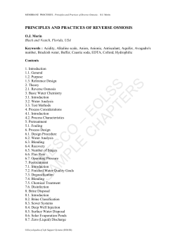 Principles and Practices of Reverse Osmosis