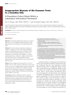 Inappropriate Repeats of Six Common Tests in a Canadian City: A