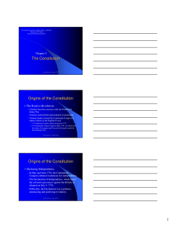 The Constitution Origins of the Constitution Origins of the Constitution