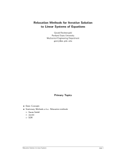 Relaxation Methods for Iterative Solution to Linear Systems of