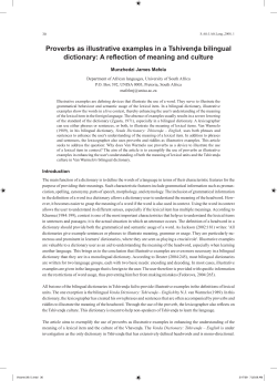 Proverbs as illustrative examples in a Tshivenḓa bilingual dictionary