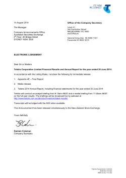 Financial Results and Annual Report for the year ended 30