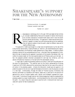 Shakespeare`s Support for the New Astronomy