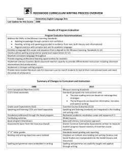 ROCKWOOD CURRICULUM WRITING PROCESS OVERVIEW