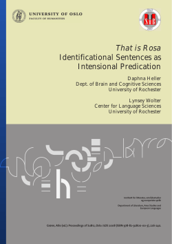 That is Rosa Identificational Sentences as Intensional Predication