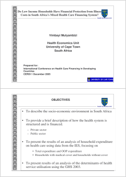 To describe the socio-economic environment in South Africa