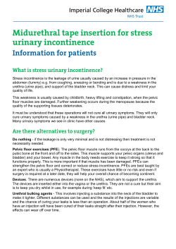 Midurethral tape insertion for stress urinary incontinence