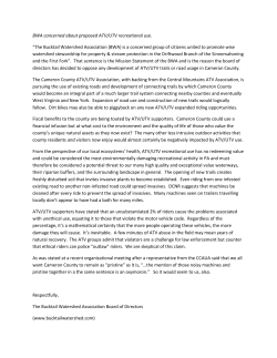 BWA position on proposed ATV activities in Cameron County