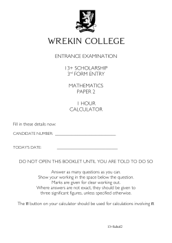 ENTRANCE EXAMINATION 13+ SCHOLARSHIP