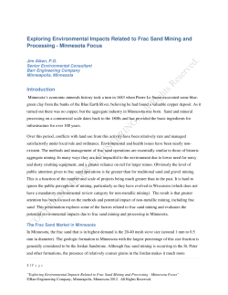 Exploring Environmental Impacts Related to Frac Sand Mining and