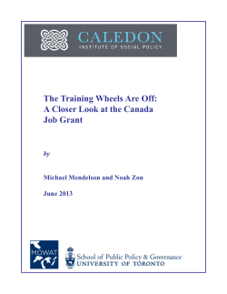 The Training Wheels Are Off: A Closer Look at the Canada Job Grant