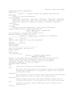 Material Safety Data Sheet Cobalt(II) Chloride Hexahydrate MSDS