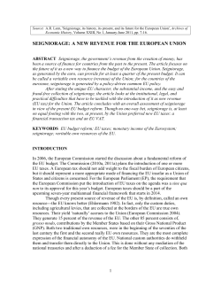SEIGNIORAGE: ITS HISTORY, ITS PRESENT, AND FUTURE FOR