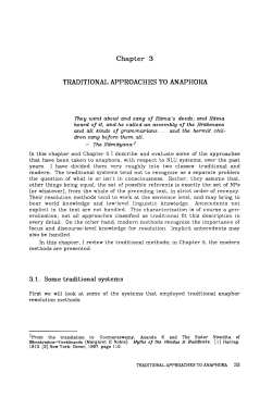 Traditional approaches to anaphora