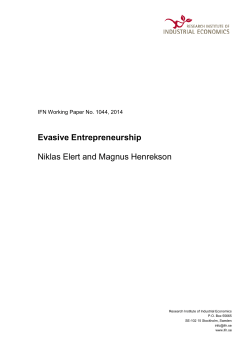 Evasive Entrepreneurship Niklas Elert and Magnus Henrekson