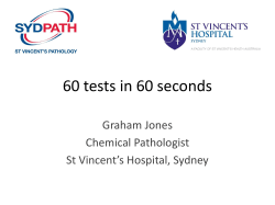 60 Tests 60 Minutes. Chemical Pathology. Associate Prof