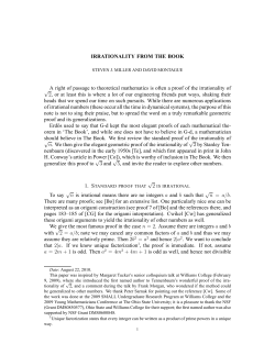 IRRATIONALITY FROM THE BOOK A right of passage to theoretical