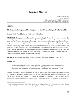 ARTICLE The Augustan Principate and the Emergence of Biopolitics