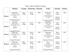 Phase 1 Sprint Triathlon Training Monday Tuesday Wednesday