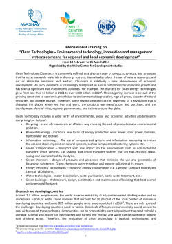 Clean Technologies – Environmental technology, innovation and