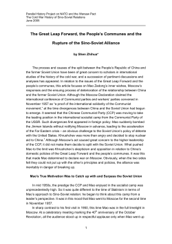 The Great Leap Forward, the People`s Commune and the Split of