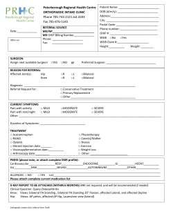 Orthopedic Intake Clinic Referral Form