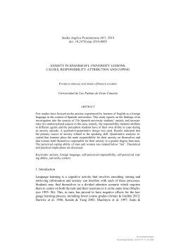 Anxiety in Spanish EFL University Lessons: Causes, Responsibility