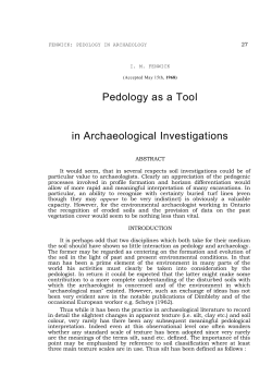 Pedology as a Tool in Archaeological Investigations
