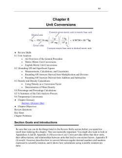 Chapter 8 Unit Conversions - An Introduction to Chemistry