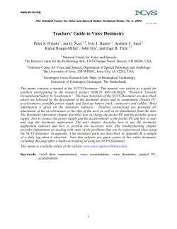 Teachers Guide to Voice Dosimetry - National Center for Voice and