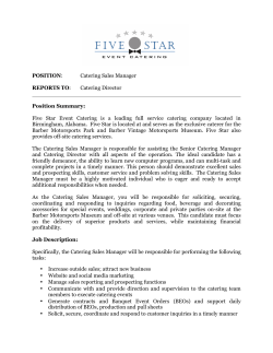 Catering Sales Manager REPORTS TO