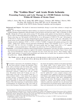 The “Golden Hour” and Acute Brain Ischemia