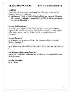 STANDARD WHII.3a Protestant Reformation