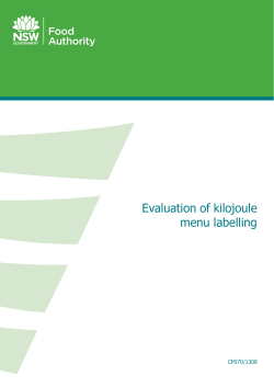 Evaluation of Kilojoule Menu Labelling