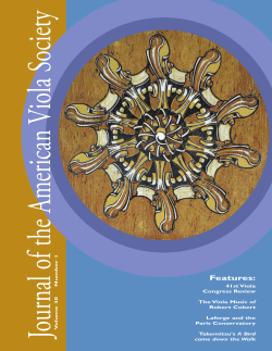 Journal of the American Viola Society Volume 30 No. 1, Spring 2014