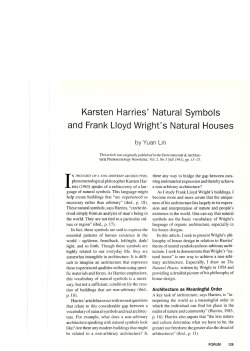 Karsten Harries` Natural Symbols and Frank Lloyd Wright`s Natural