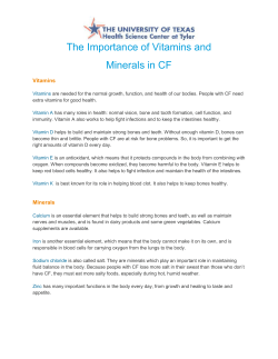 The Importance of Vitamins and Minerals in CF