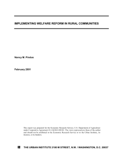 Implementing Welfare Reform in Rural Communities