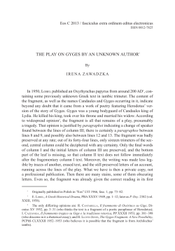 Irena Zawadzka , The Play on Gyges by an Unknown Author, p