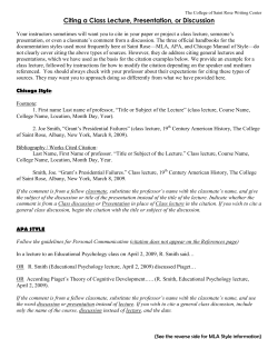 Citing a Class Lecture, Presentation, or