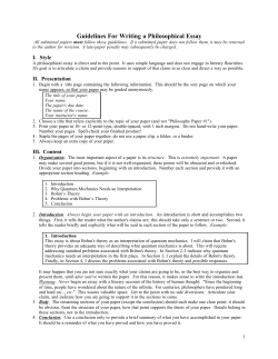 Guidelines For Writing a Philosophical Essay