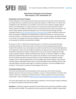 Delta Primary Production Forum Summary Held January 31, 2017