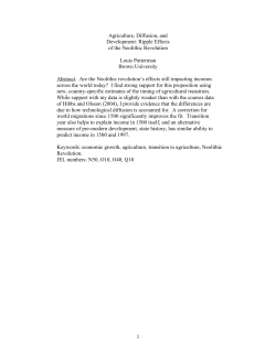 Agriculture, Diffusion, and Development