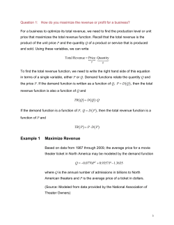 Example 1 Maximize Revenue