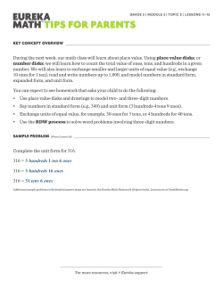 Complete the unit form for 316. 316 = 3 hundreds 1 ten 6 ones 316