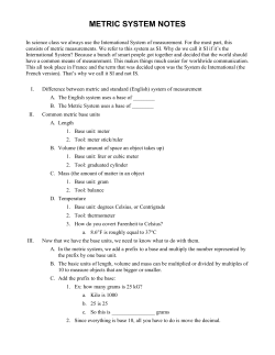 METRIC SYSTEM NOTES
