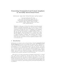 Generating Grammatical and Lexical Anaphora in Assembly