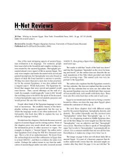 Untitled [Jennifer Wegner on Writing in Ancient Egypt] - H-Net